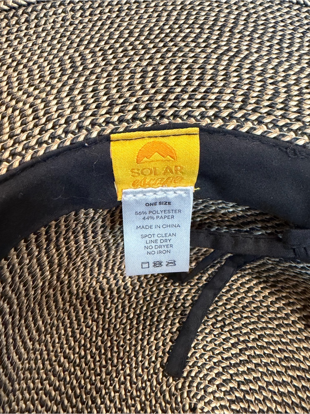 SOLAR ESCAPE Tan & Black Paper Blend Raffia Woven Sun Hat - Picture 6 of 7